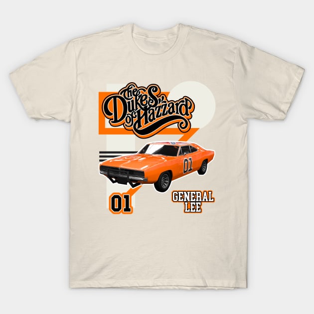 Retro Style General Lee Hazzard Racing Design T-Shirt by darklordpug